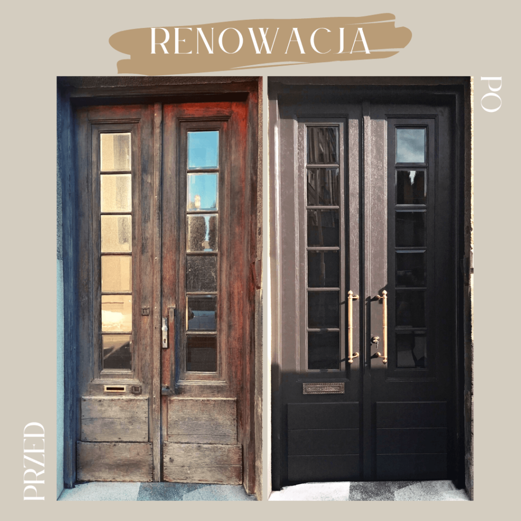 Renowacja drzwi drewnianych przed i po - FHU Tokarczyk Kraków