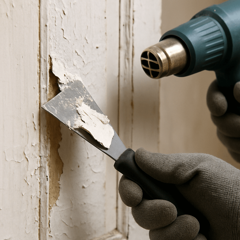 Usuwanie powłok malarskich opalarką - renowacja starych drzwi drewnianych Tokarczyk Małopolska